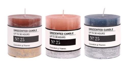 CANDLE UNSCENTED LUXE (3 ASSORTED) 7x7.5cm