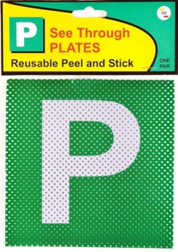 P PLATE SEE THROUGH GREEN BACKGROUND VICTORIA ONLY