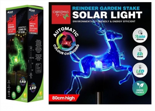 LIGHTS SOLAR STAKE REINDEER LED 13x11x80cm