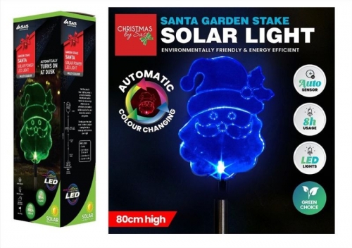 LIGHTS SOLAR STAKE SANTA LED 14x10x80cm