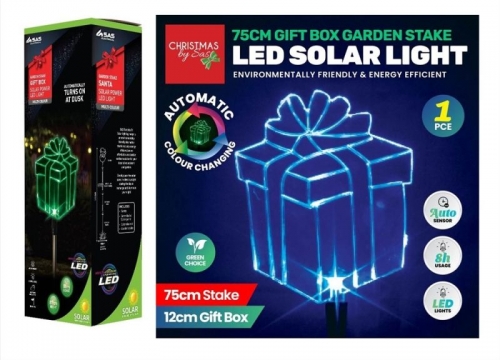 LIGHT SOLAR STAKE GIFT BOX LED 13x11x87cm