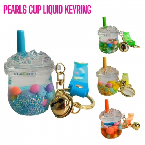 KEYRING - PEARL CUP W/ LIQUID (4 ASSORTED)