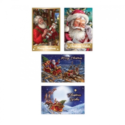 CHRISTMAS CARDS TEXTURED FOIL SANTA 115x177mm PACK 10