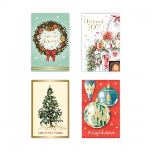 CHRISTMAS CARDS TEXTURED FOIL TRADITIONAL 115x177mm PACK 10