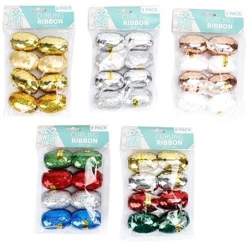 RIBBON 10m PACK 8 (5 ASSORTED)
