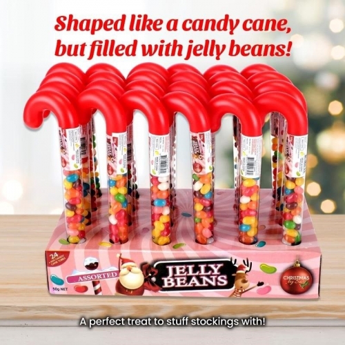 CANDY CANE JELLY BEANS MULTI-COLOUR 50g DISPLAY 24
