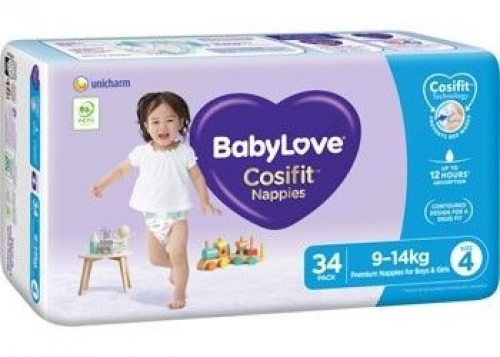 BABYLOVE TODDLER NAPPY 9-14kgs PACK of 102 SIZE 4