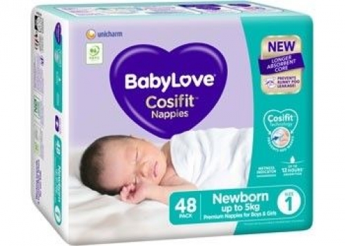BABYLOVE NEWBORN NAPPY up to 5kg PACK of 96 SIZE 1