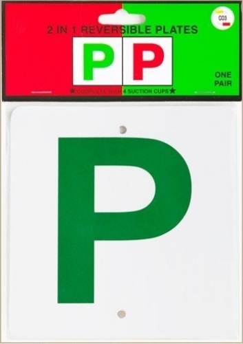 P PLATE 2 IN 1 REVERSABLE 2s GREEN & RED on WHITE