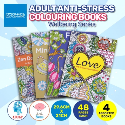 ADULT COLOURING ANTI-STRESS A4 WELLBEING SERIES 48PG