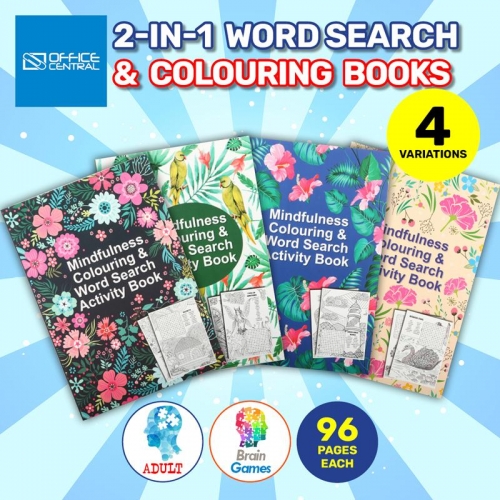 BOOK COLOURING MINDFULNESS AND WORDSEARCH 96 Page