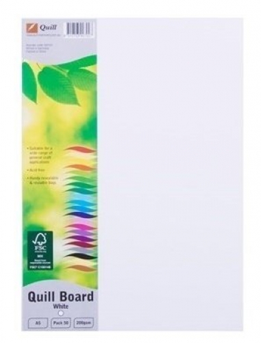 QUILL BOARD WHITE A5 200gsm PK 50