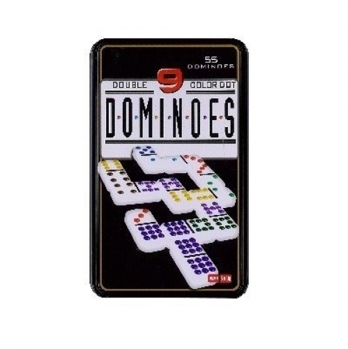 GAME IN TIN - DOMINOES D9 COLOUR DOT.